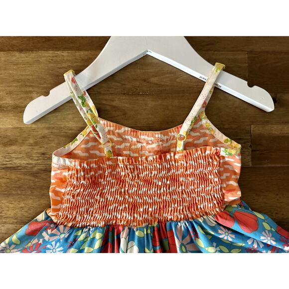 Matilda Jane Hello Lovely! Always Twirling Sleeveless Floral Dress Orange Blue - Picture 8 of 9